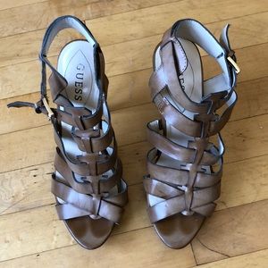 Guess tan gladiator high heels